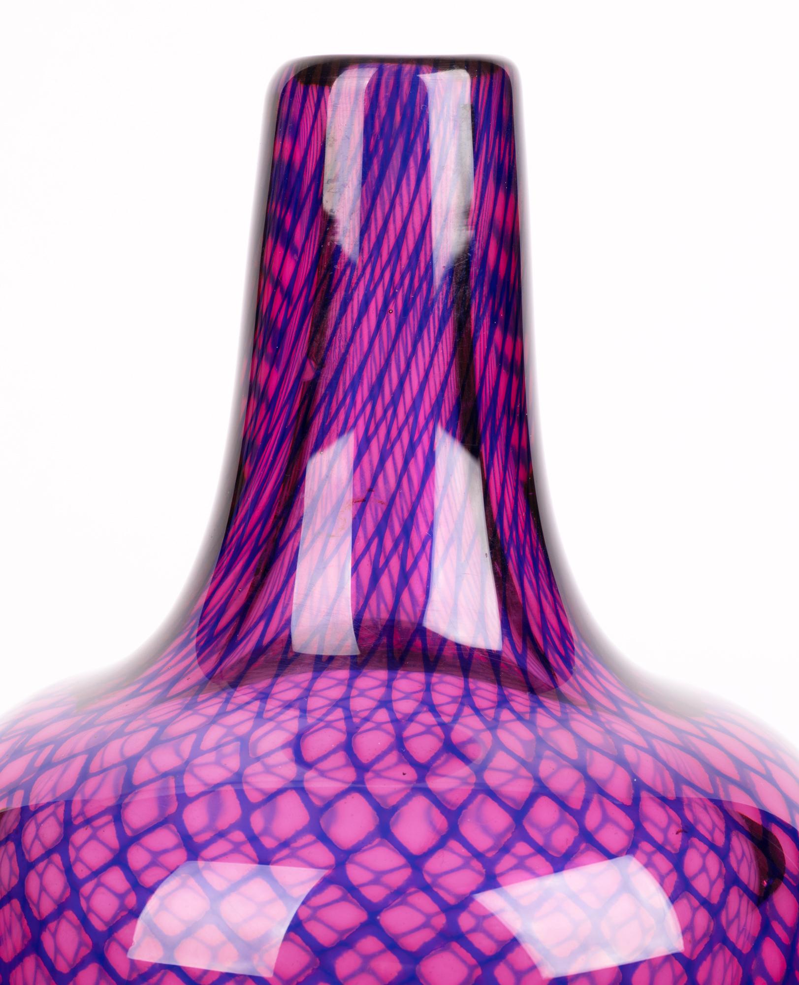 Sven Palmqvist Orrefors Kraka Net Pattern Art Glass Vase For Sale 4