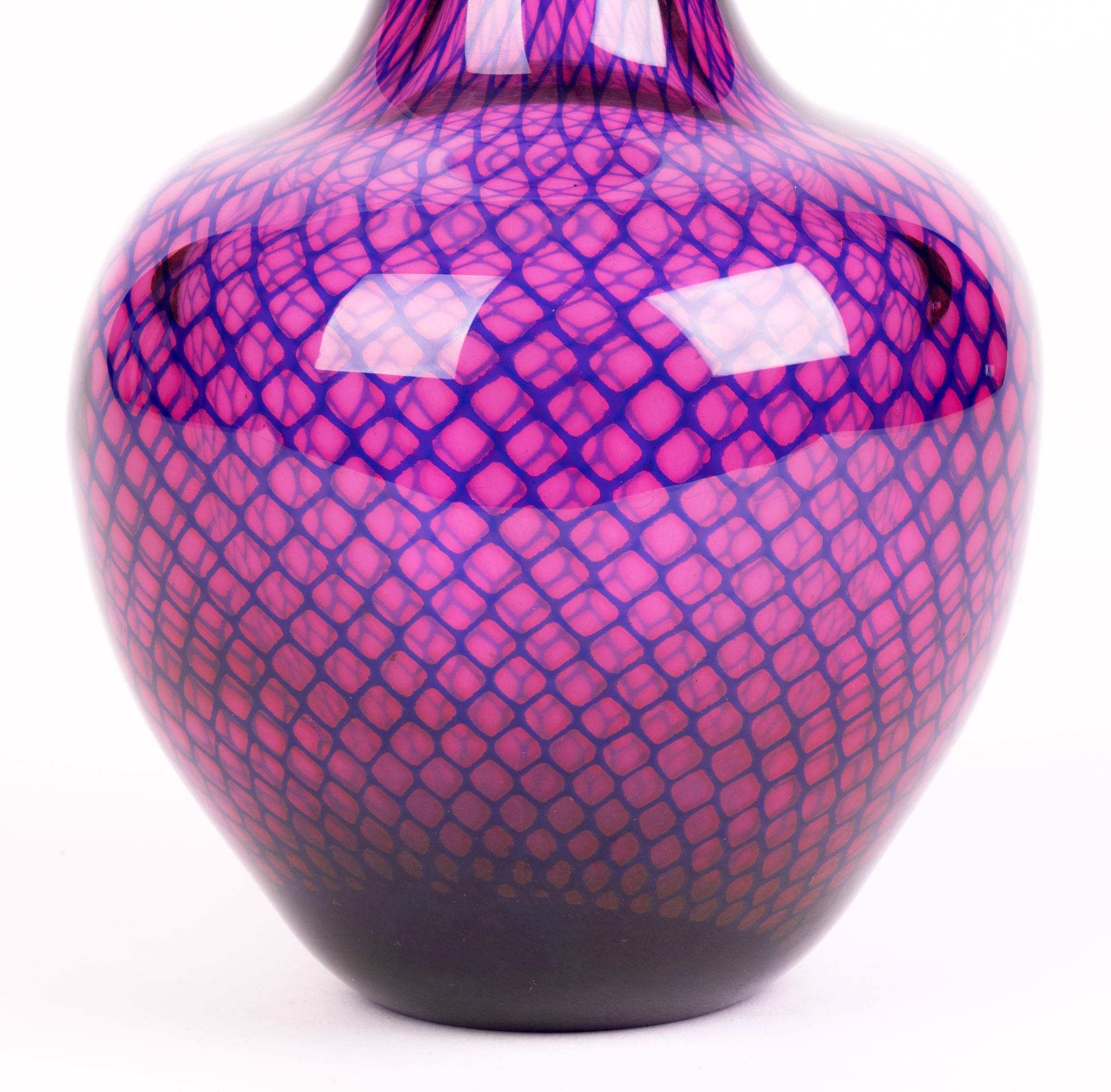 Sven Palmqvist Orrefors Kraka Net Pattern Art Glass Vase For Sale 5