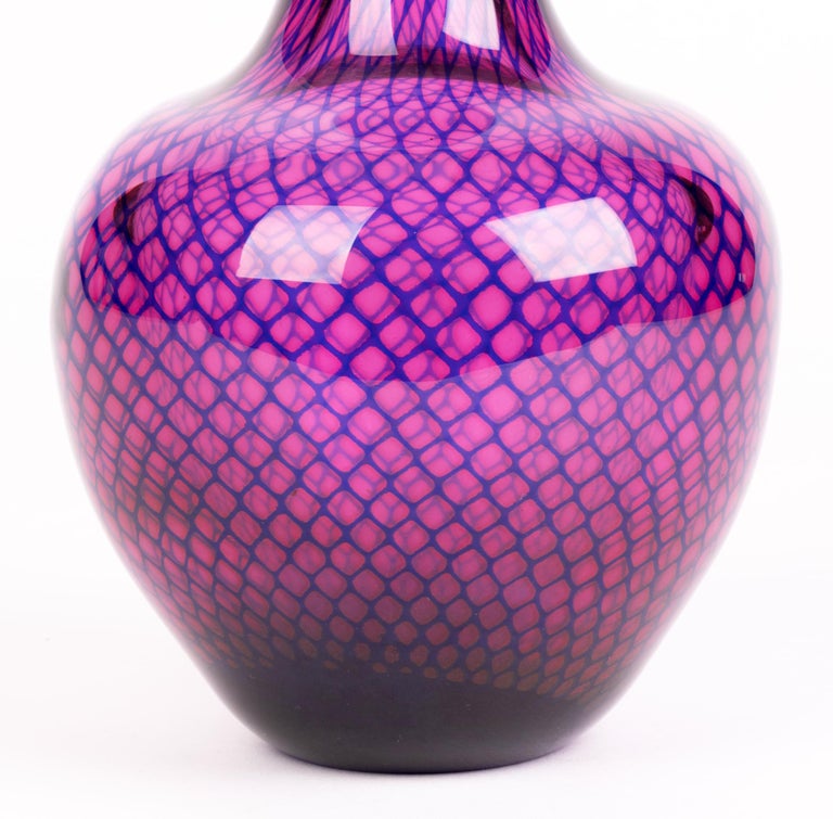 Sven Palmqvist Orrefors Kraka Net Pattern Art Glass Vase For Sale 6