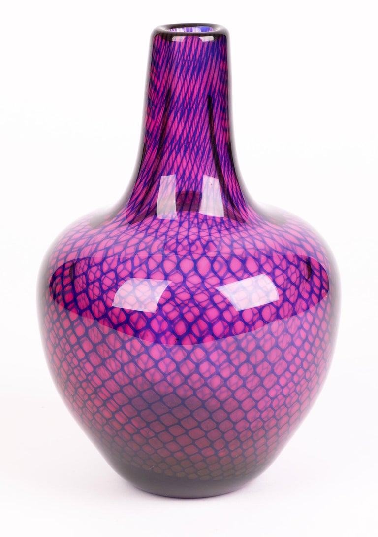 Mid-Century Modern Sven Palmqvist Orrefors Kraka Net Pattern Art Glass Vase For Sale