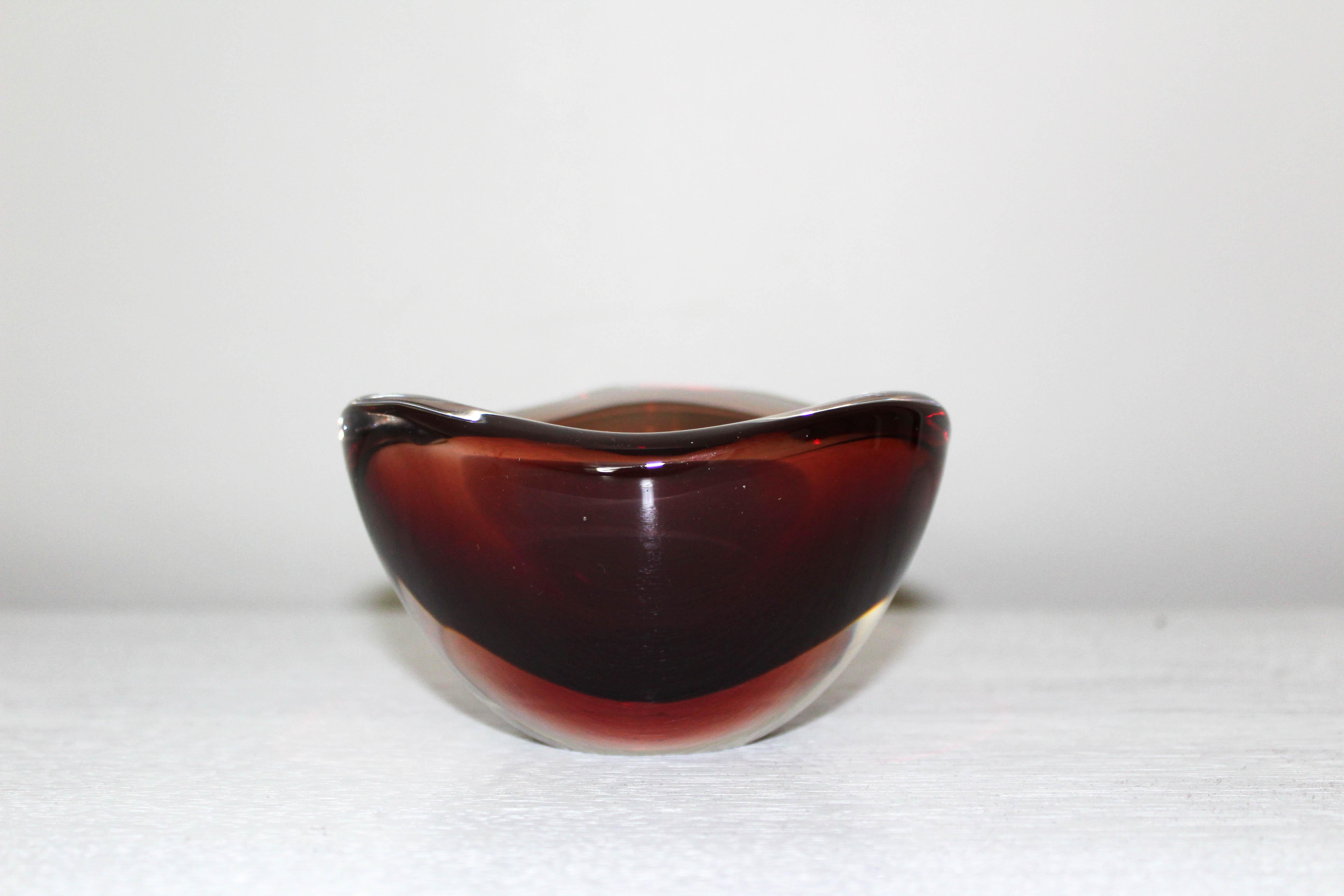 Scandinavian Modern Sven Palmqvist Red Glass Bowl for Orrefors