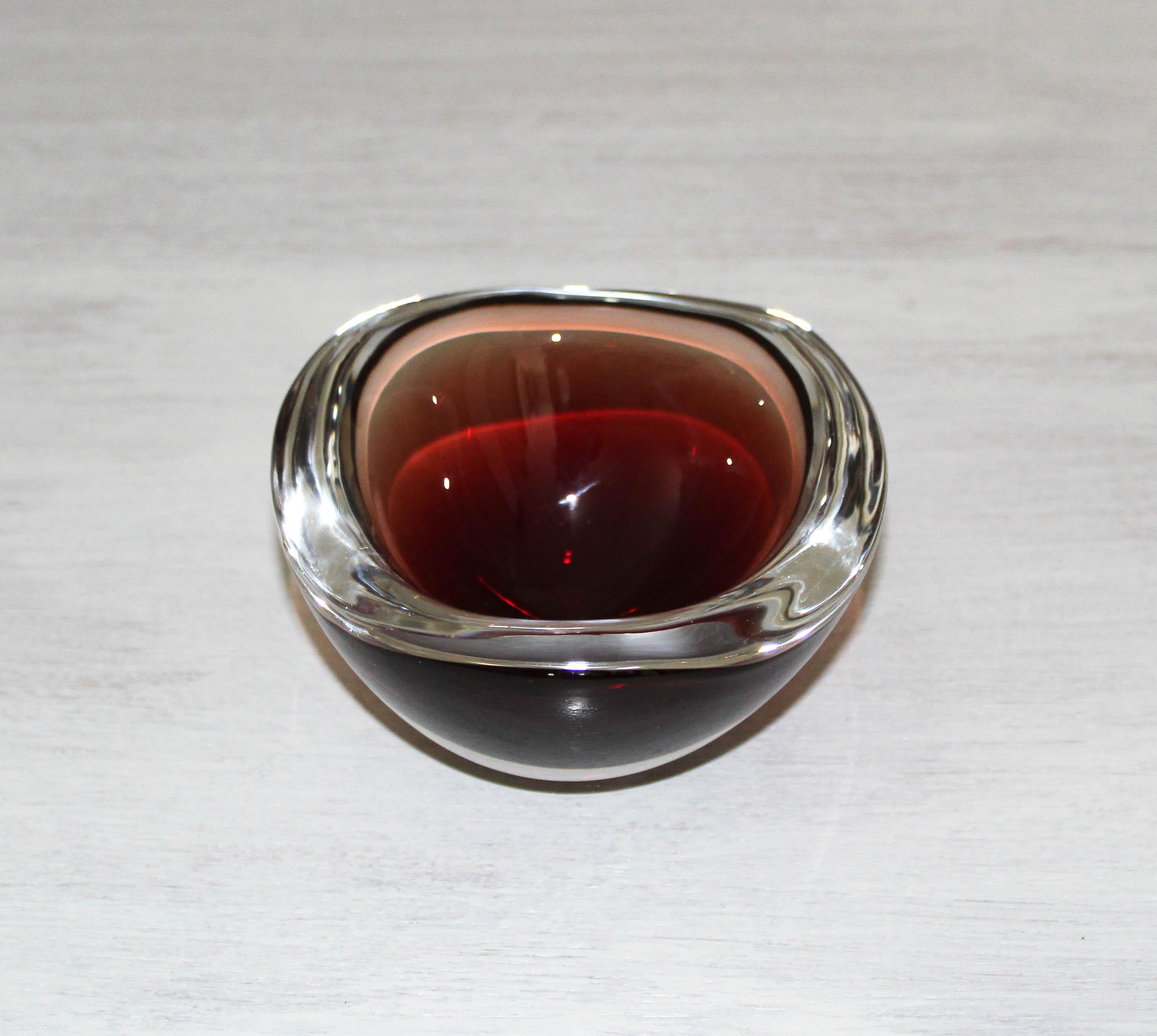 20th Century Sven Palmqvist Red Glass Bowl for Orrefors