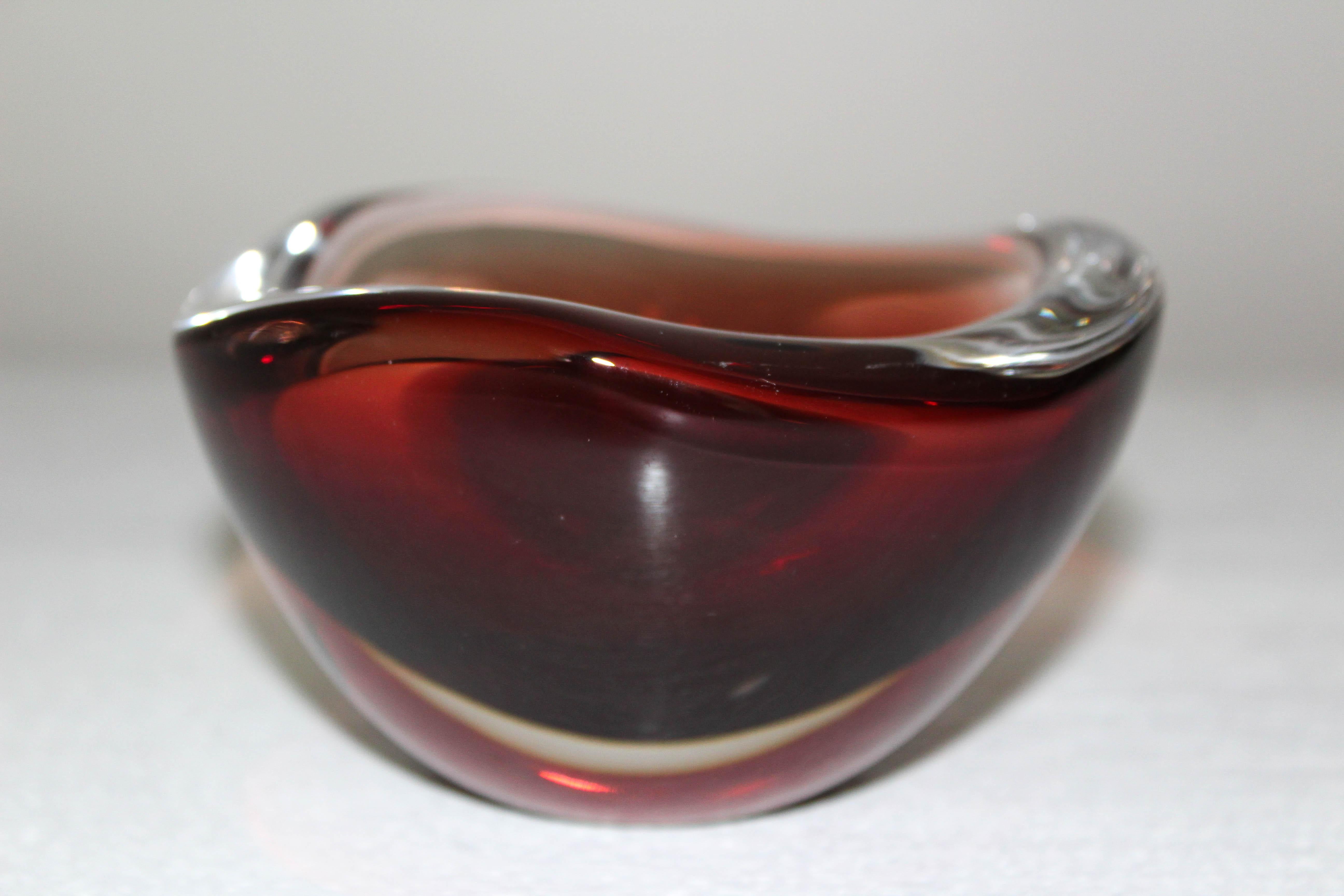 Art Glass Sven Palmqvist Red Glass Bowl for Orrefors