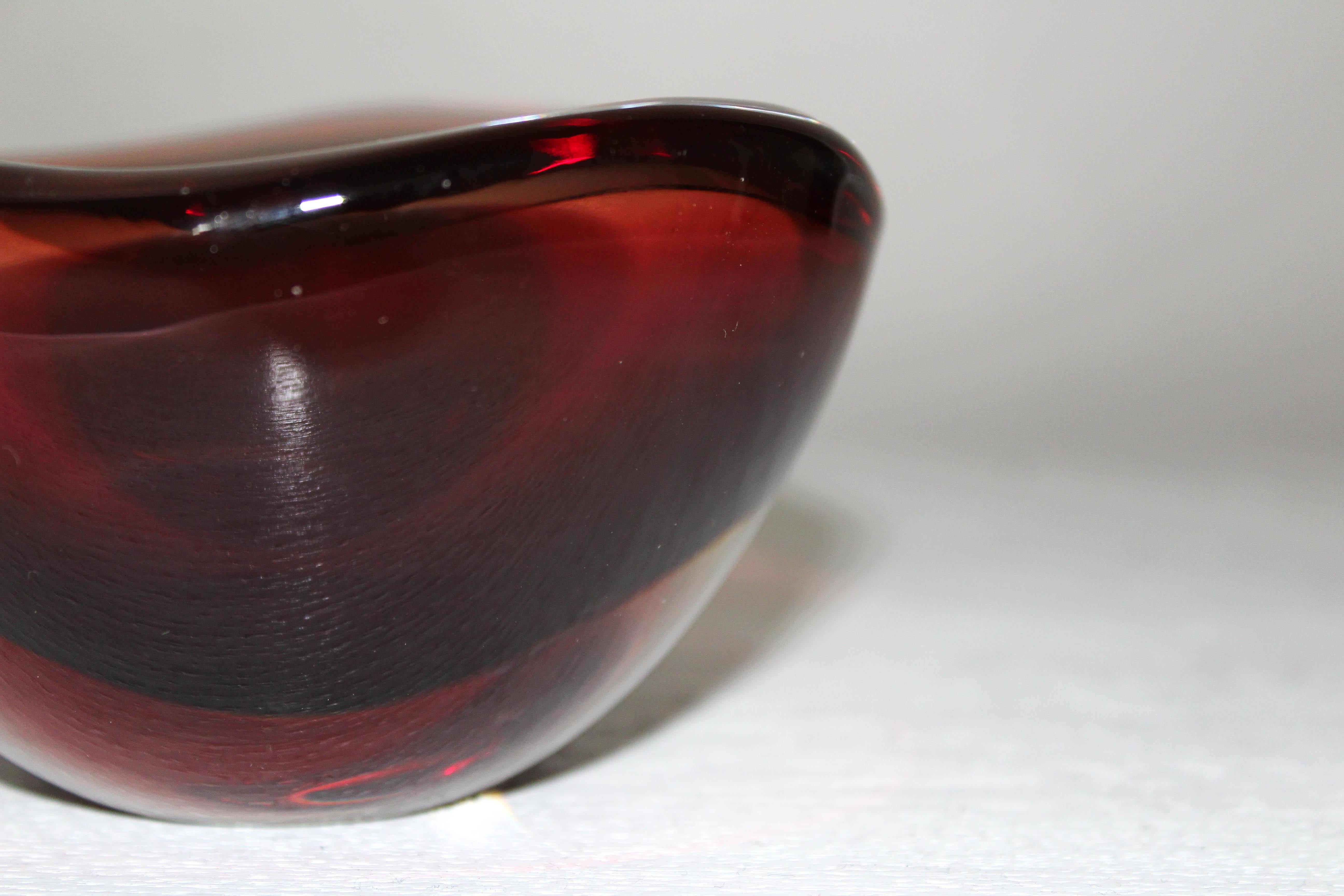 Sven Palmqvist Red Glass Bowl for Orrefors 1