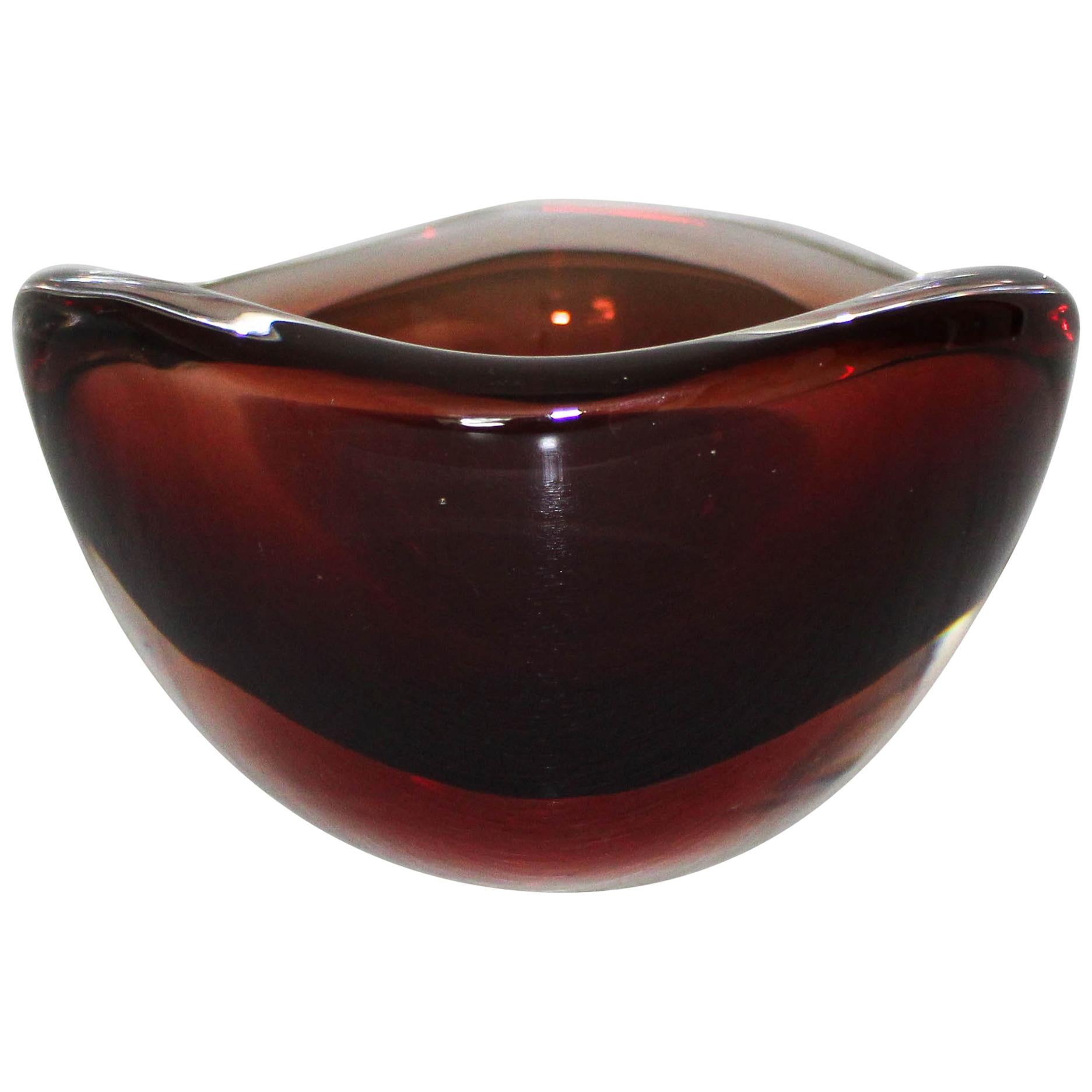 Sven Palmqvist Red Glass Bowl for Orrefors