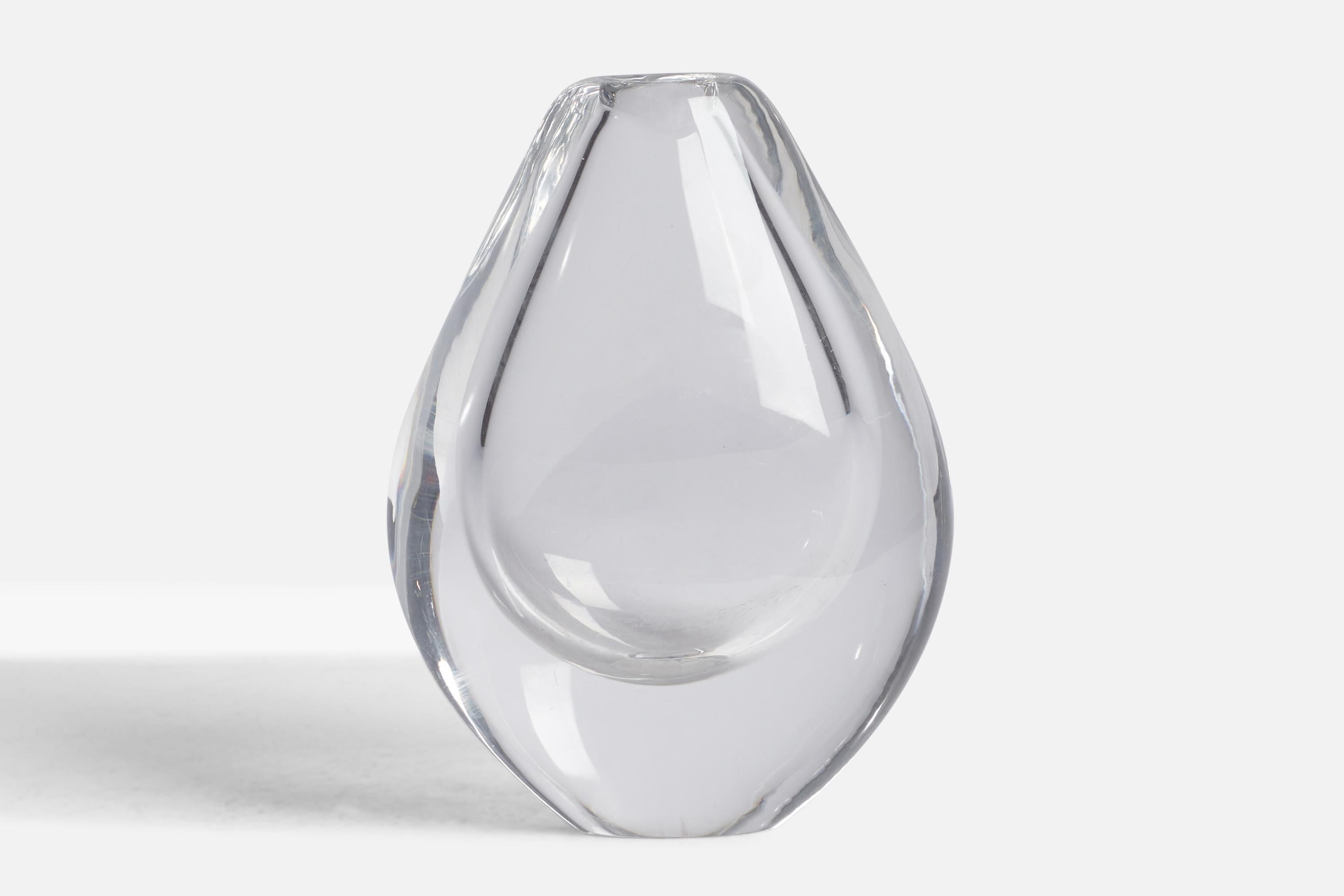 A blown-glass vase designed by Sven Palmqvist and produced by Orrefors, Sweden, c. 1950s.