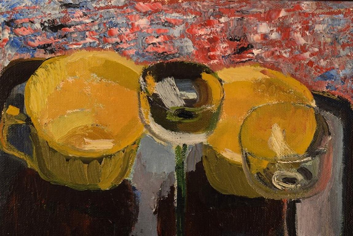 Mid-Century Modern Sven Rybin, Swedish Artist, Oil on Canvas, Modernist Still Life