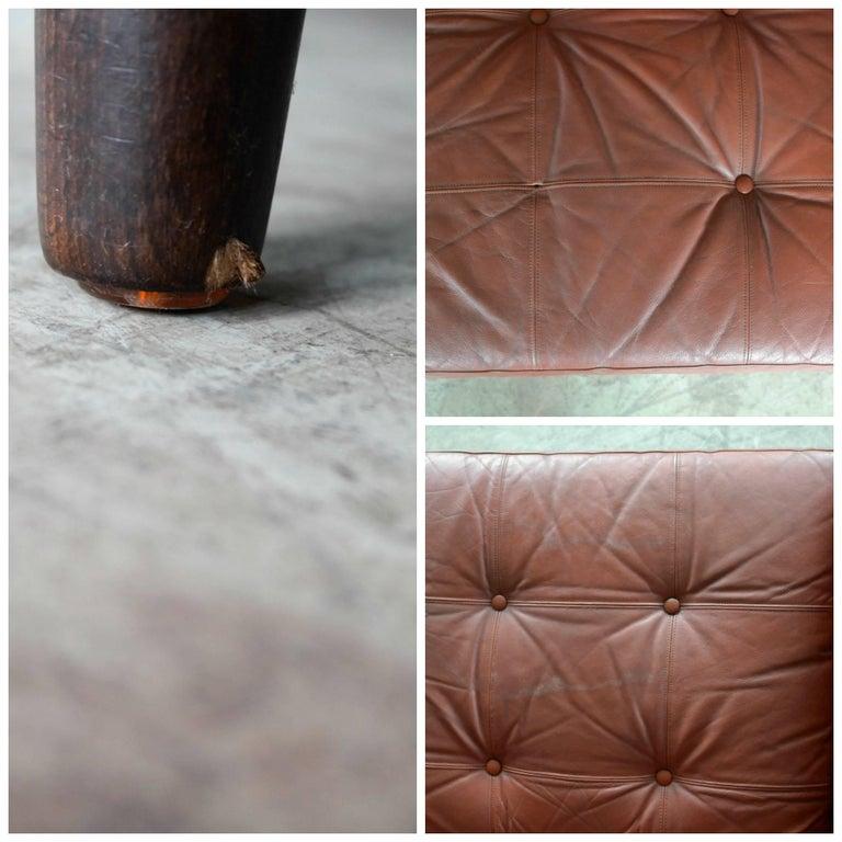 Sven Skipper 1960s Loveseat or Sofa in Reddish Brown Leather and Teak 3