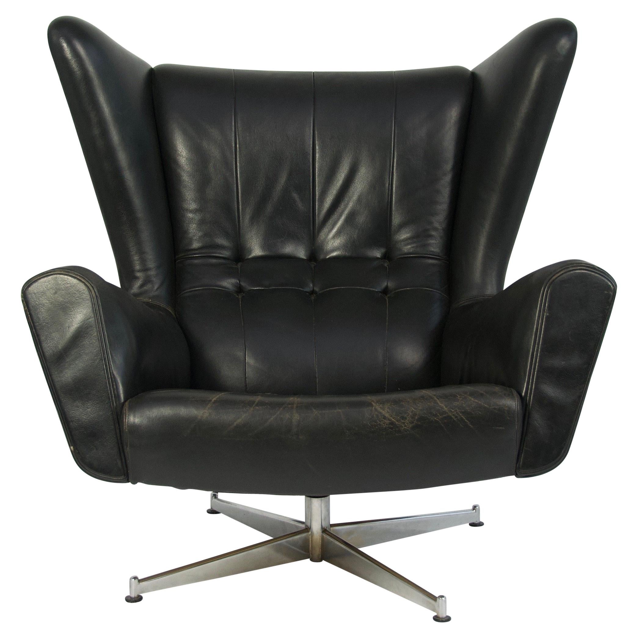 Sven Skipper Leather Lounge Chair and Ottoman For Sale at 1stDibs