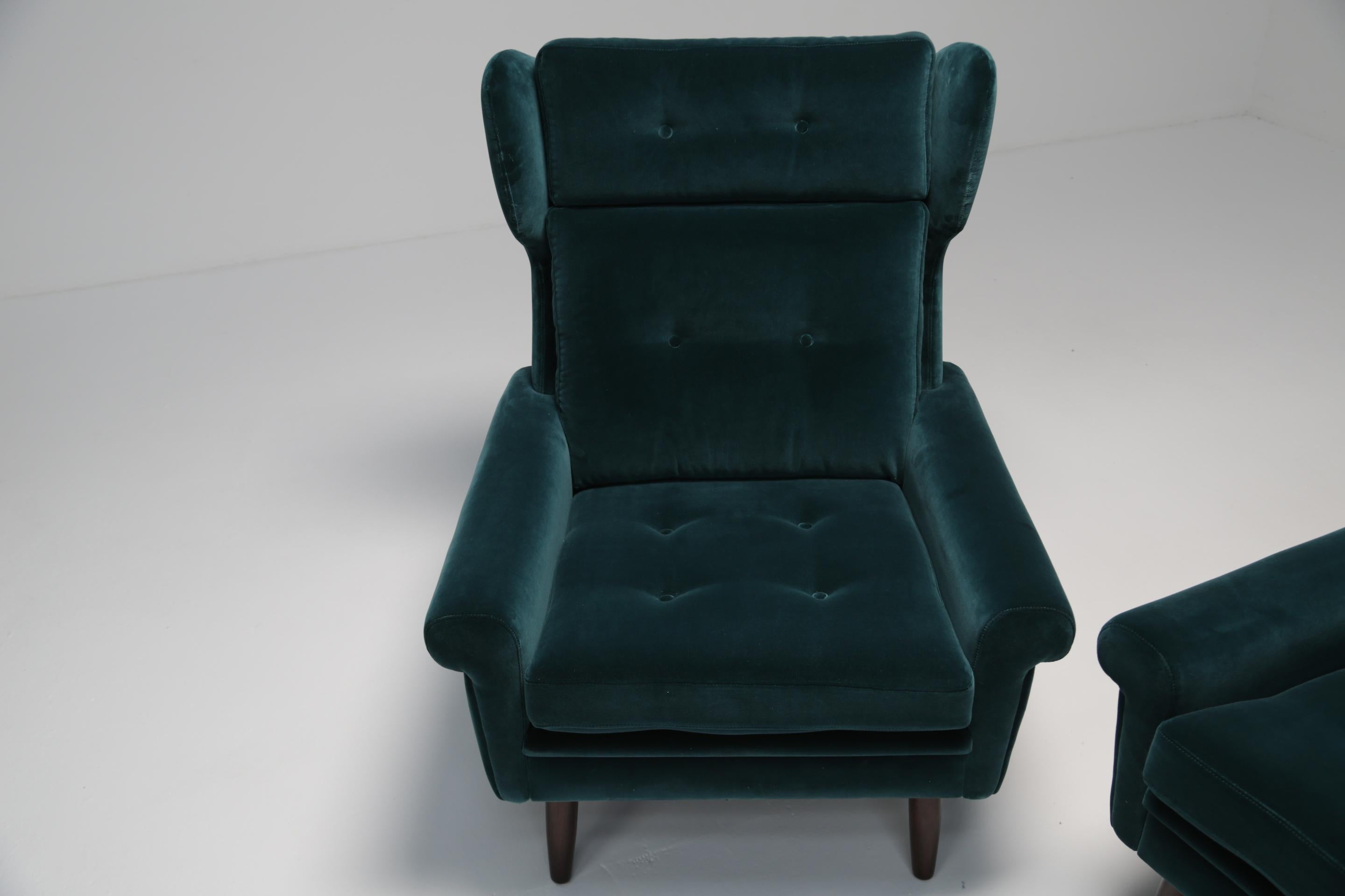 green velvet wing chair