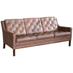 Sven Skipper Style Classic Danish Brown Leather Sofa by Georg Thams, 1960s