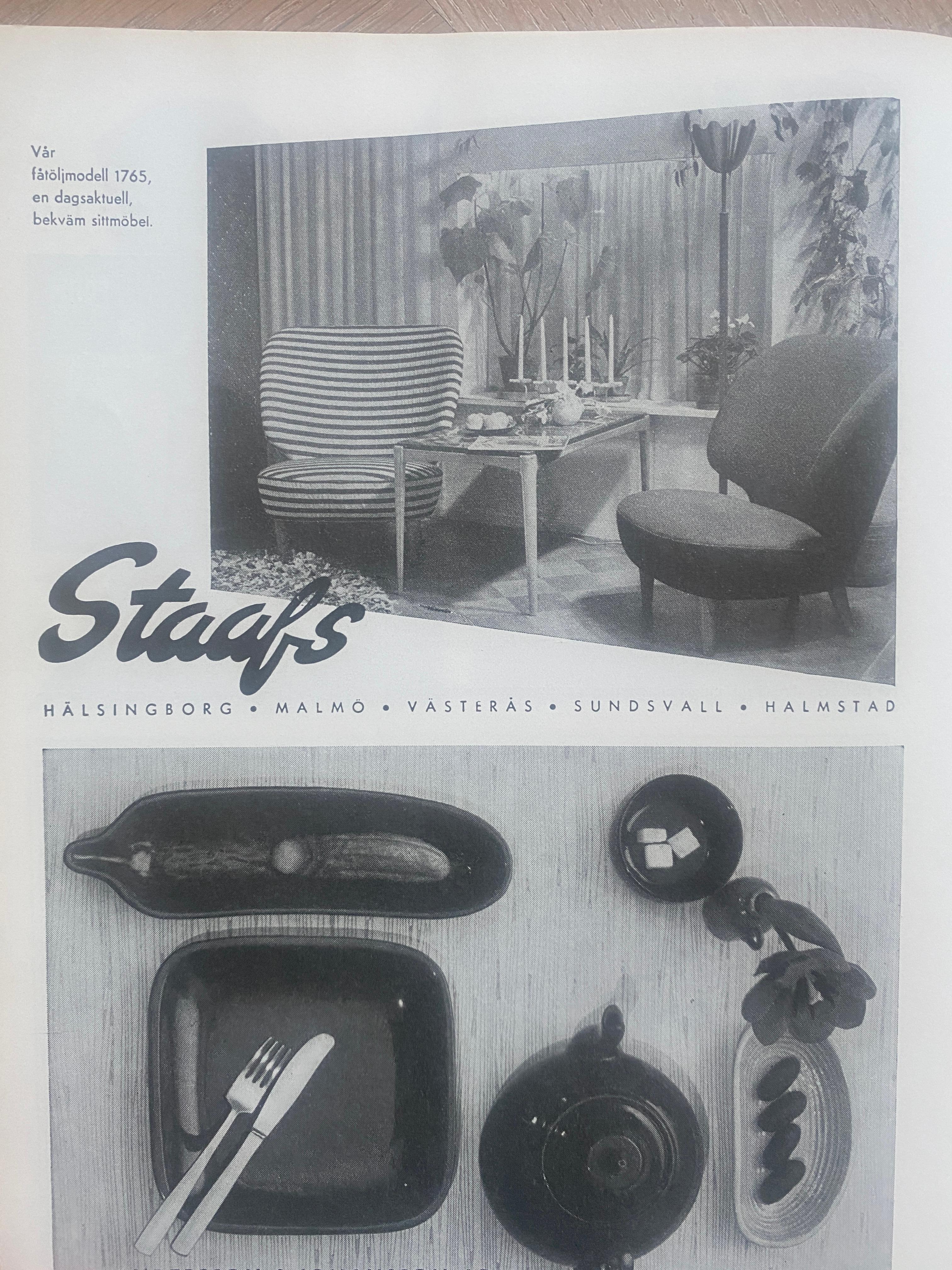 Fauteuil Sven Staaf en lin et orme Pierre Frey, Almgren &amp; Staaf, Suède, 1953 en vente 8