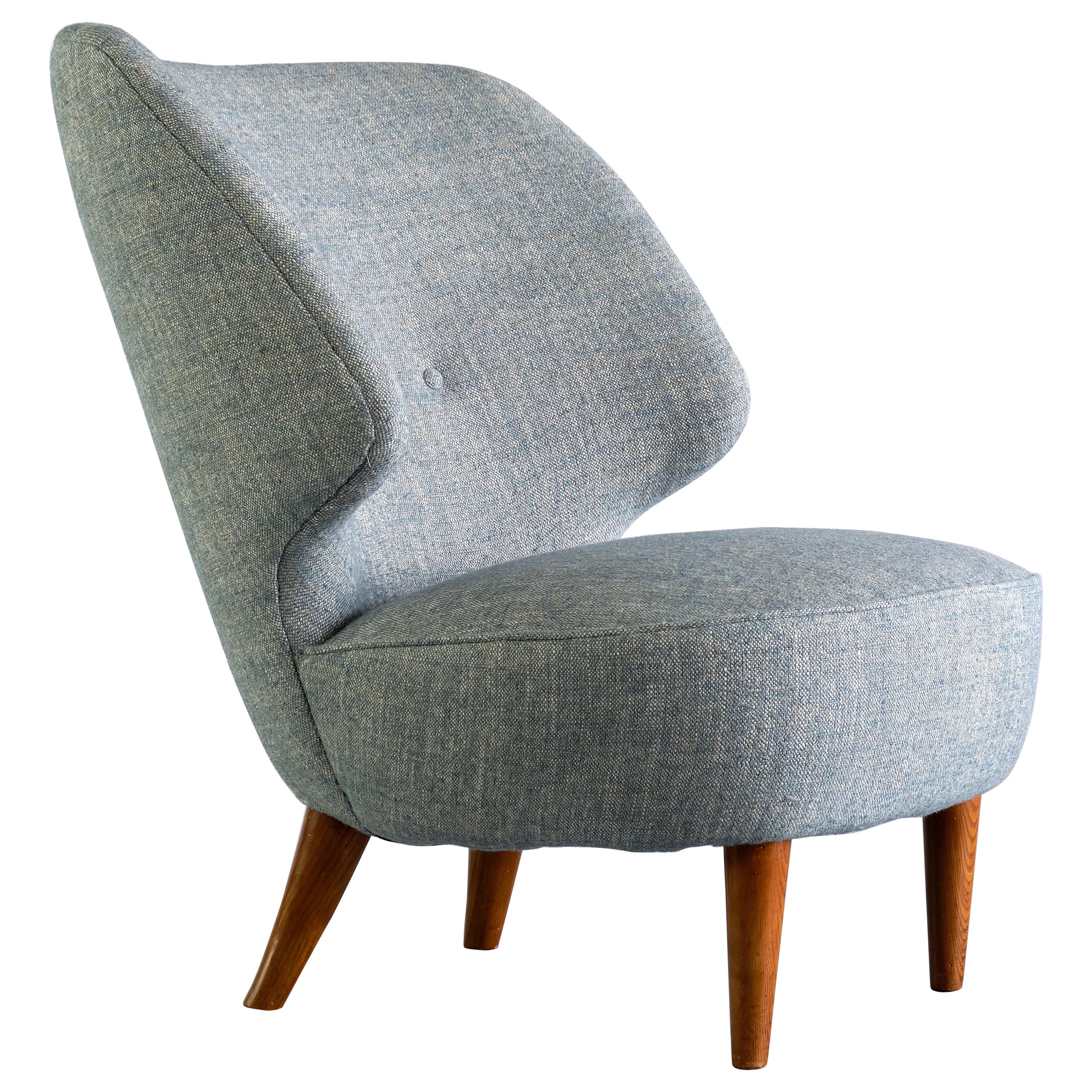 Sillón Sven Staaf de lino Pierre Frey y olmo, Almgren & Staaf, Suecia 1953 en venta