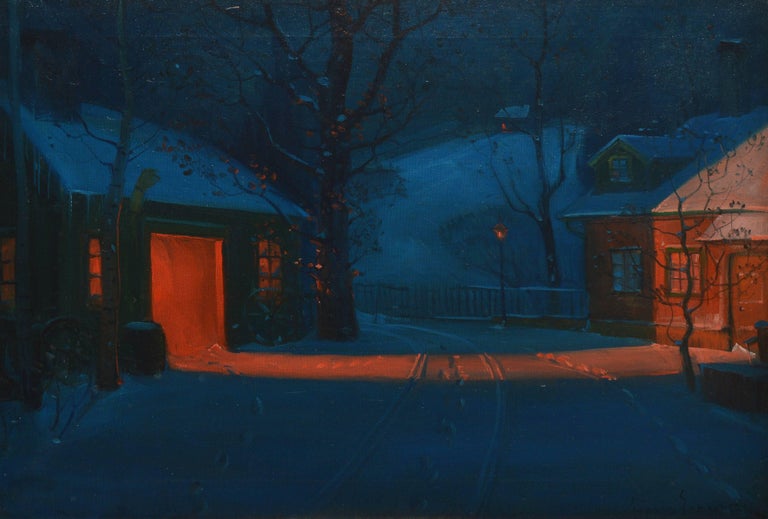 New England Winter Landscape by Svend Svendsen  - Impressionist Painting by Sven Svendson