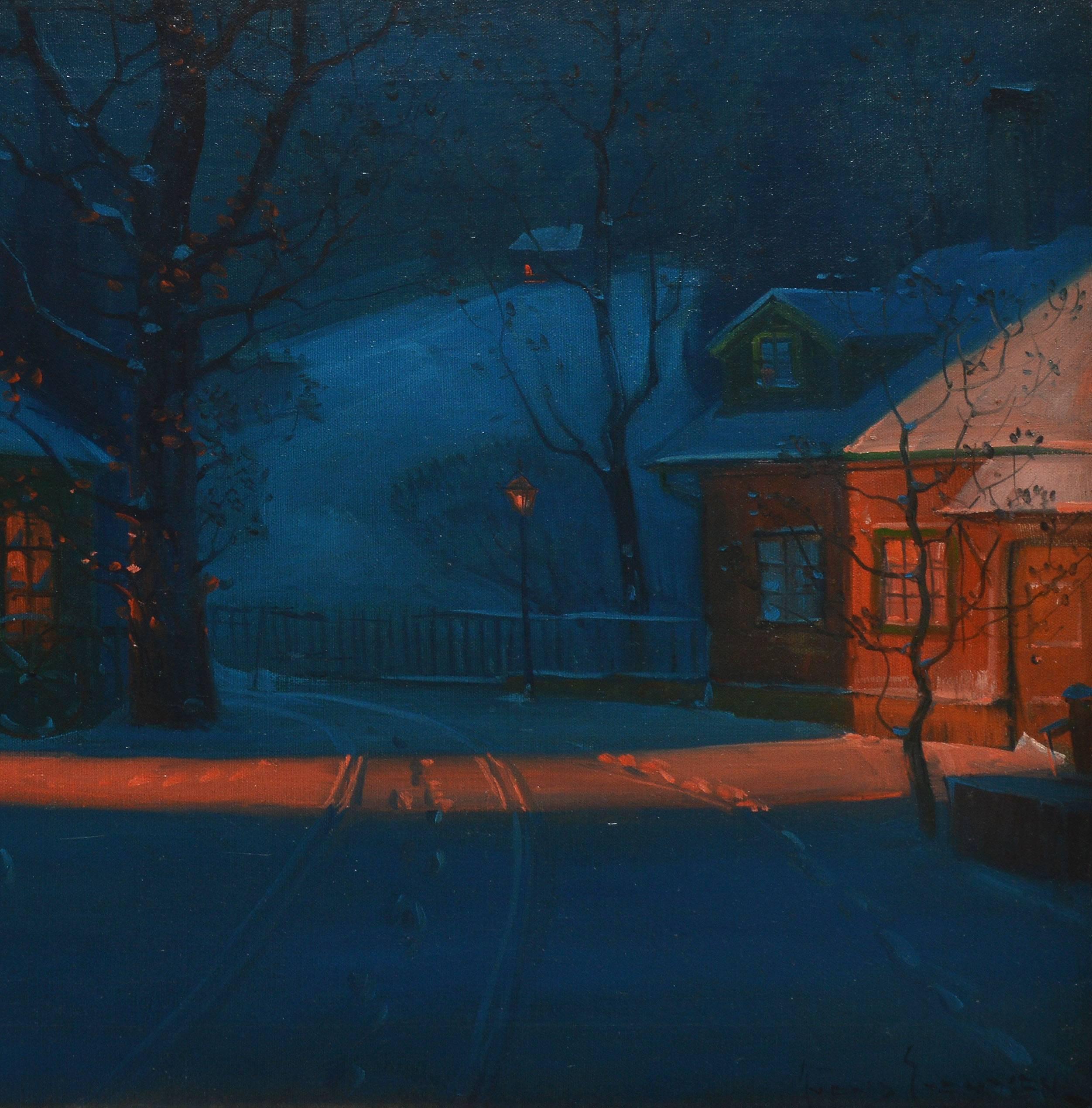 New England Winter Landscape by Svend Svendsen - Impressionist Painting by Sven Svendson