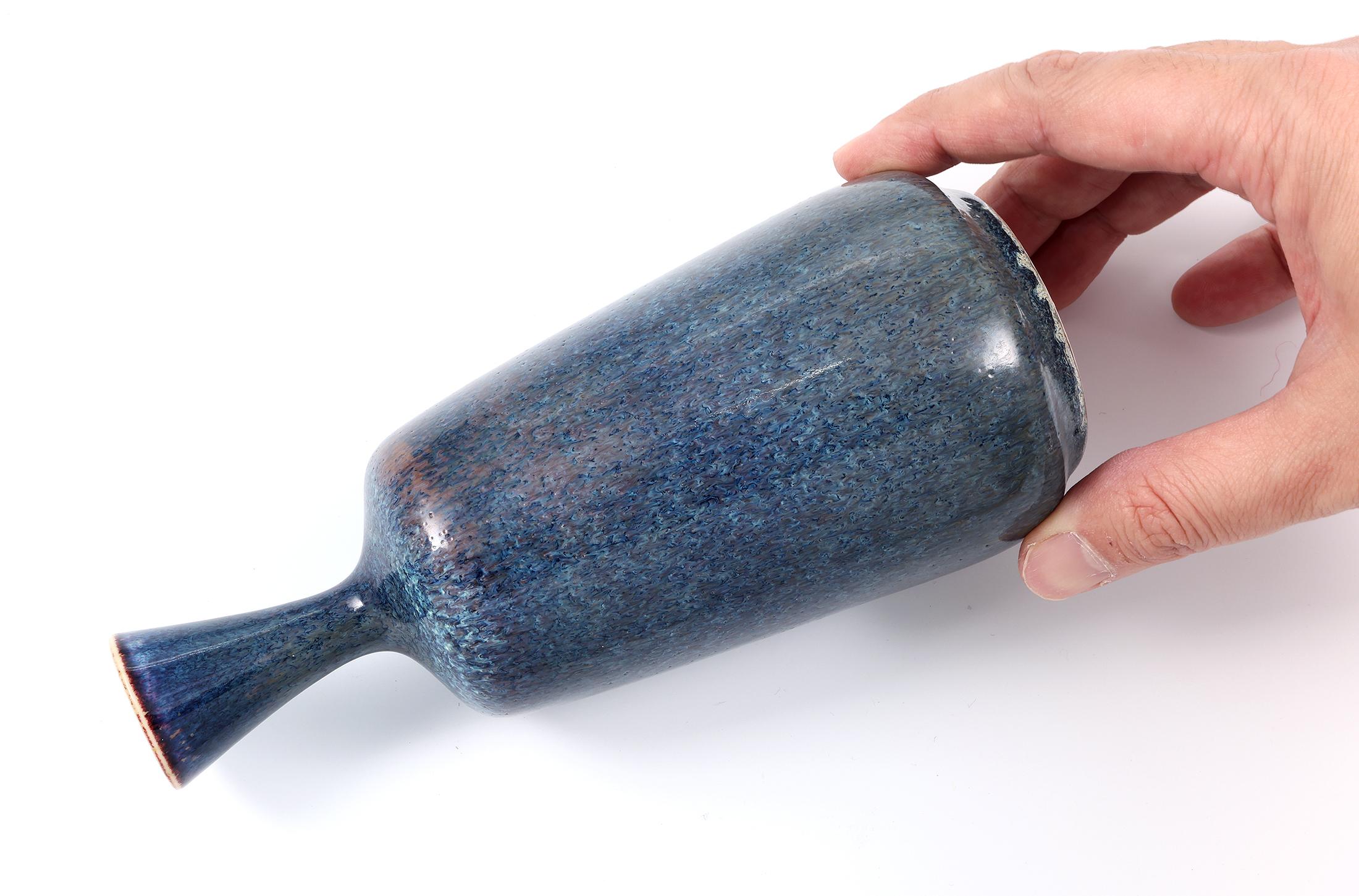 Sven Wejesfelt, Blue Stoneware Vase, Gustavsberg, Sweden 1992 For Sale 6