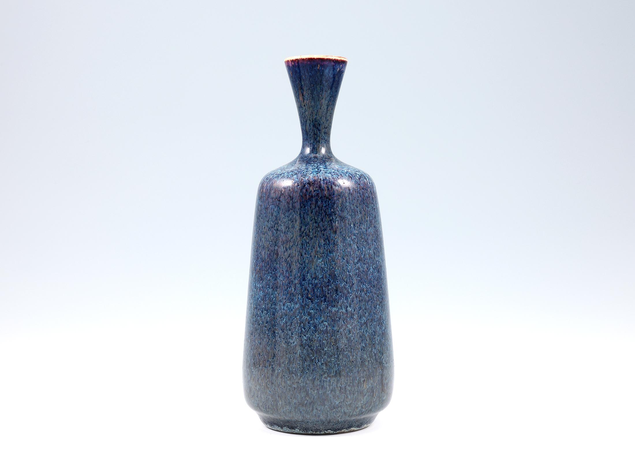 Swedish Sven Wejesfelt, Blue Stoneware Vase, Gustavsberg, Sweden 1992 For Sale