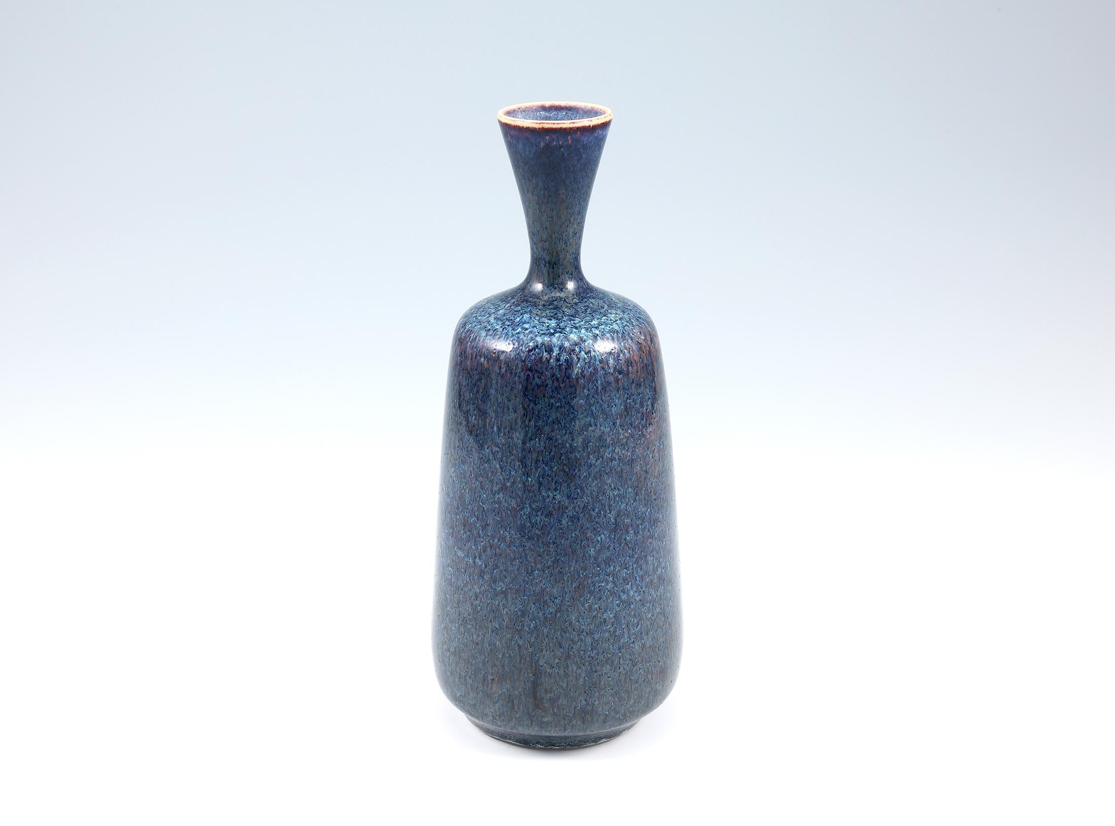 Sven Wejesfelt, Vase with a glossy glaze of blue, Gustavsberg , Sweden 1992 Impressed 