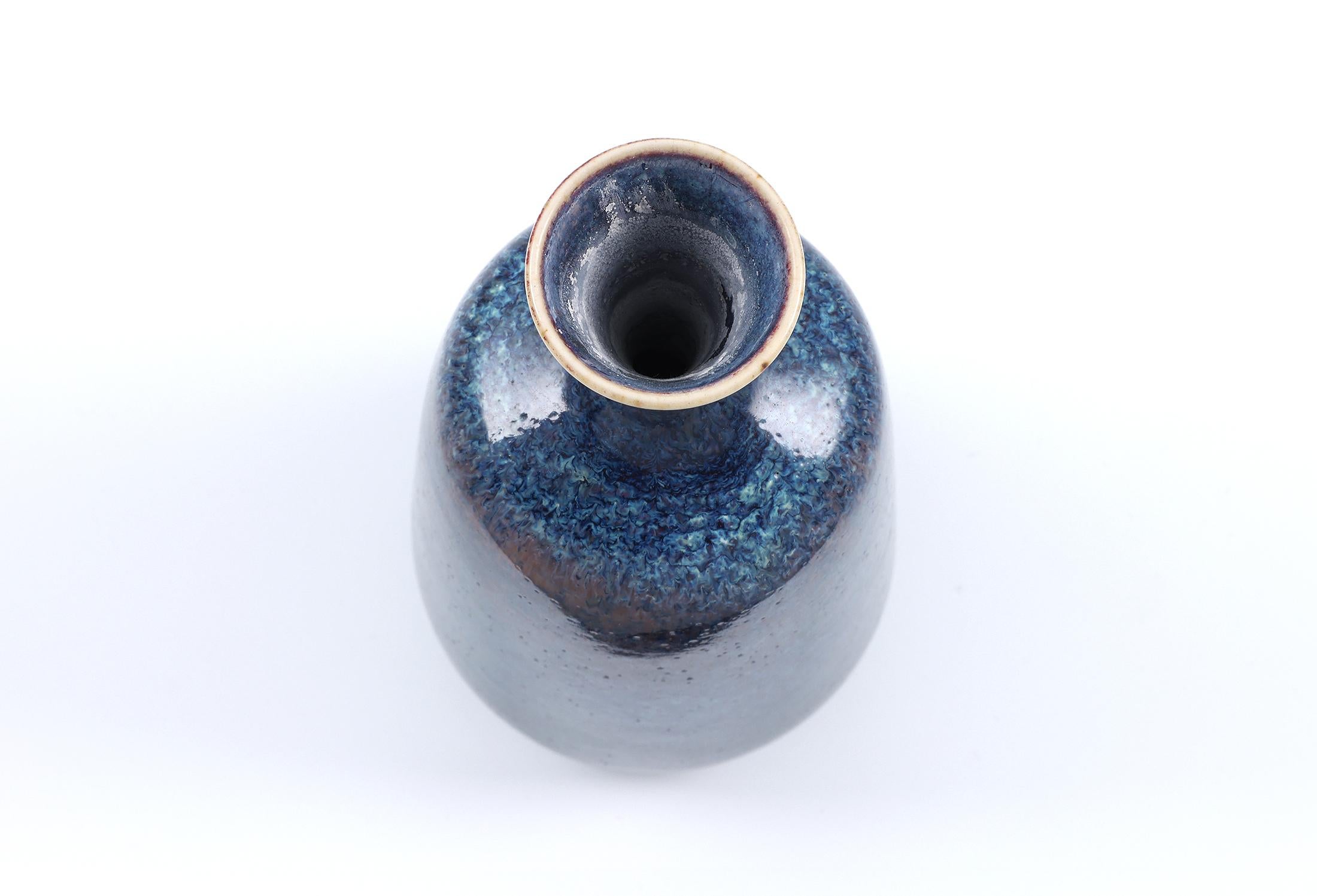 Sven Wejesfelt, Blue Stoneware Vase, Gustavsberg, Sweden 1992 For Sale 1