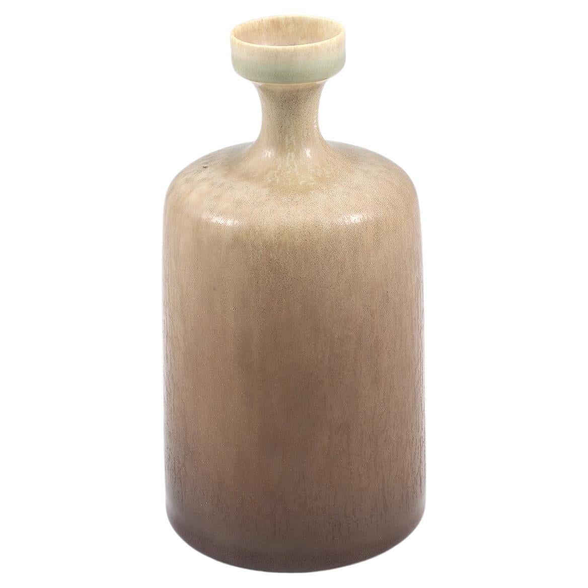 Sven Wejesfelt, Pale Brown Stoneware Vase, Gustavsberg, Sweden 1980 For Sale