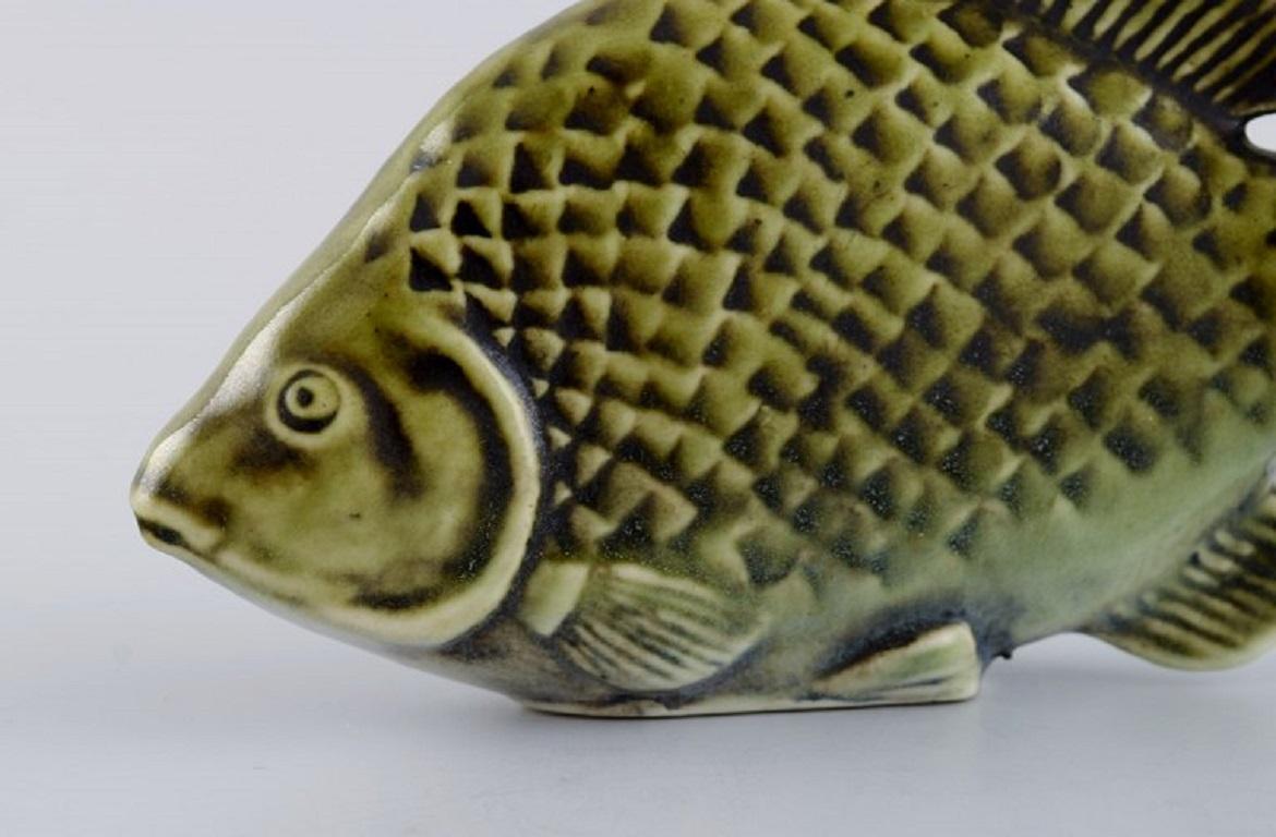 Swedish Sven Wejsfelt '1930-2009' for Gustavsberg, Unique Stim Fish in Glazed Ceramics For Sale