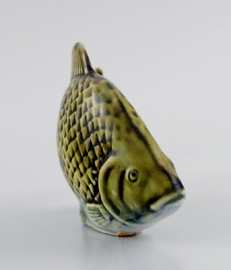 Swedish Sven Wejsfelt for Gustavsberg, Unique Stim Fish in Glazed Ceramics For Sale