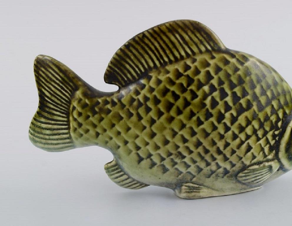 Sven Wejsfelt '1930-2009' for Gustavsberg, Unique Stim Fish in Glazed Ceramics For Sale 1