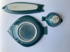 Set di piatti da pesce in ceramica Sven Wejsfelt 3, pezzi 'Stim' di Gustavsberg, Svezia