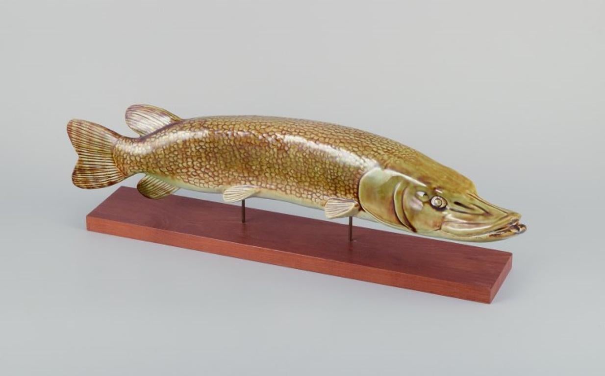 Sven Wejsfelt (1930–2009) for Gustavsberg. 
Large and impressive ceramic sculpture of a pike. 
From the 