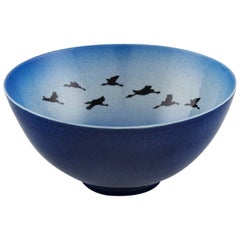 Sven Wejsfelt pour Gustavsberg Studio, bol en céramique avec oiseaux