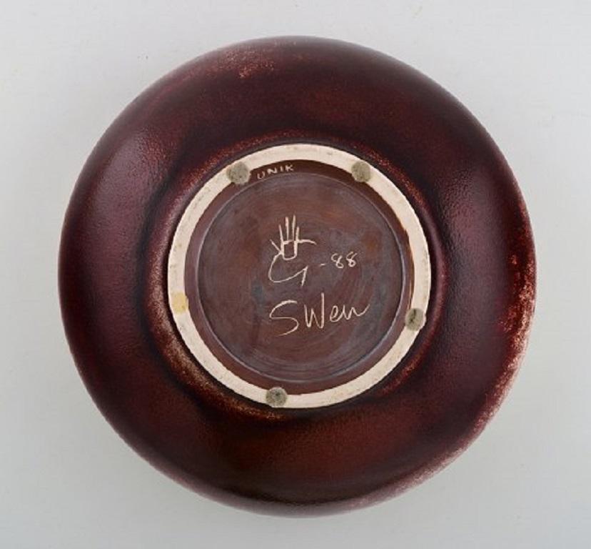 Late 20th Century Sven Wejsfelt for Gustavsberg Studio Hand, Unique Bowl in Glazed Ceramics, 1988 For Sale