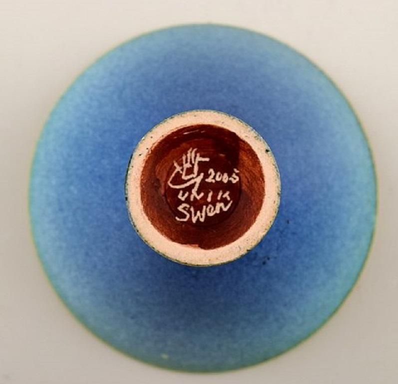 Contemporary Sven Wejsfelt for Gustavsberg Studio Hand, Unique Bowl on Foot in Glazed Ceramic