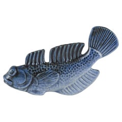Sven Wejsfelt for Gustavsberg. Unique "Stim" fish in glazed ceramic. 1980s