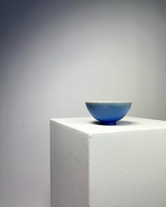 Sven Wejsfelt Stoneware Bowl Gustavsberg Sweden Blue Hares Fur Glaze, 1984