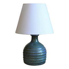 Sven Wejsfelt, Unique Table Lamp, Blue Glazed Stoneware, Gustavsberg, 1974