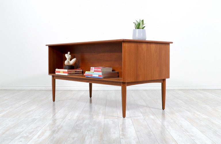 Danish Svend A. Larsen Executive Teak Desk with Bookcase For Sale