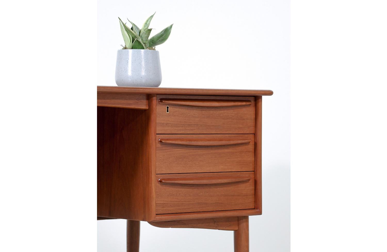 Wood Svend A. Larsen Executive Teak Desk with Bookcase