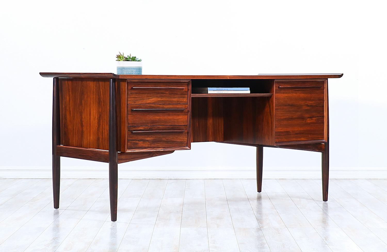 Mid-Century Modern Svend A. Madsen Executive Rosewood Desk with Bookcase for H.P. Hansen