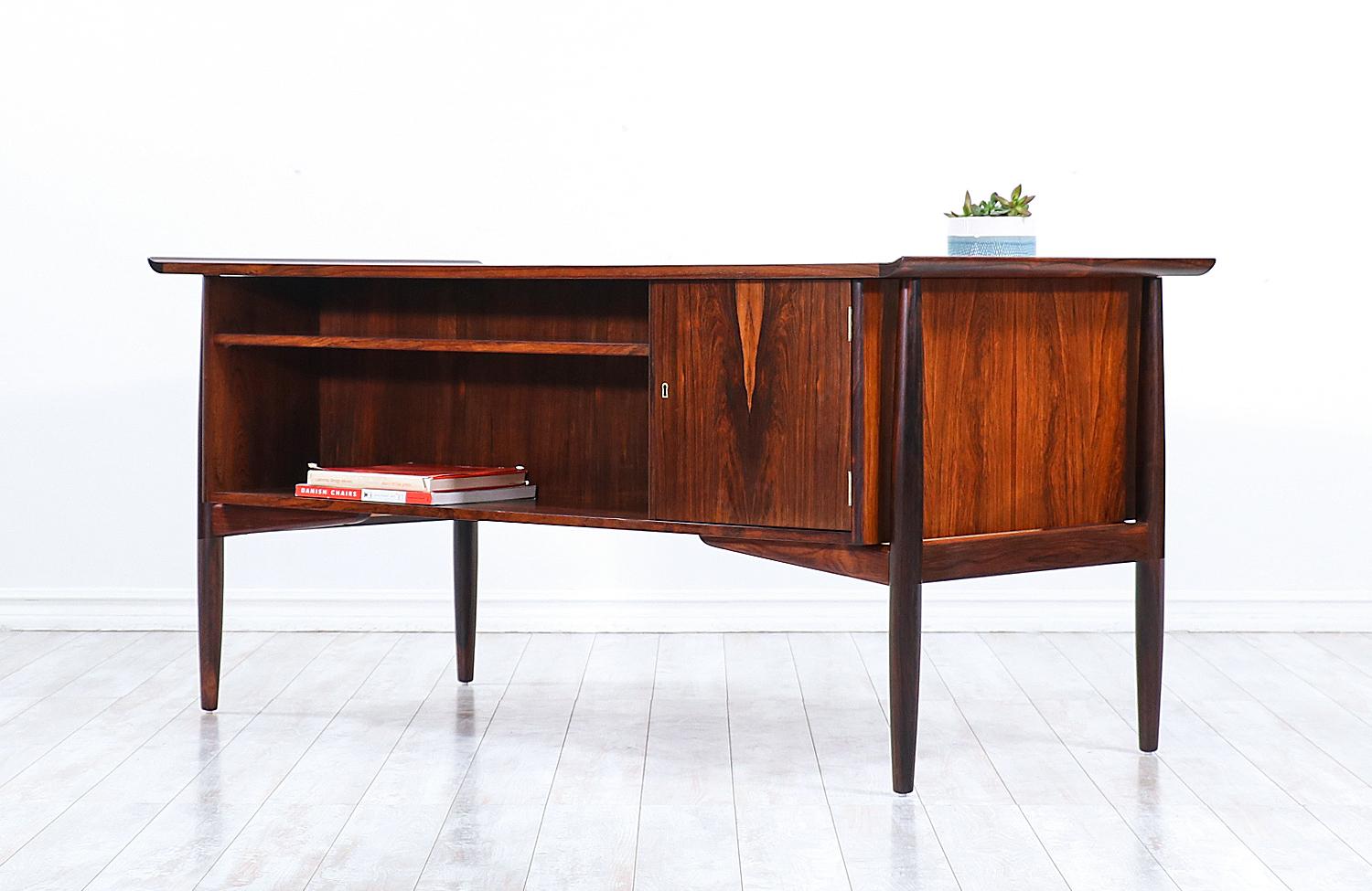 Danish Svend A. Madsen Executive Rosewood Desk with Bookcase for H.P. Hansen