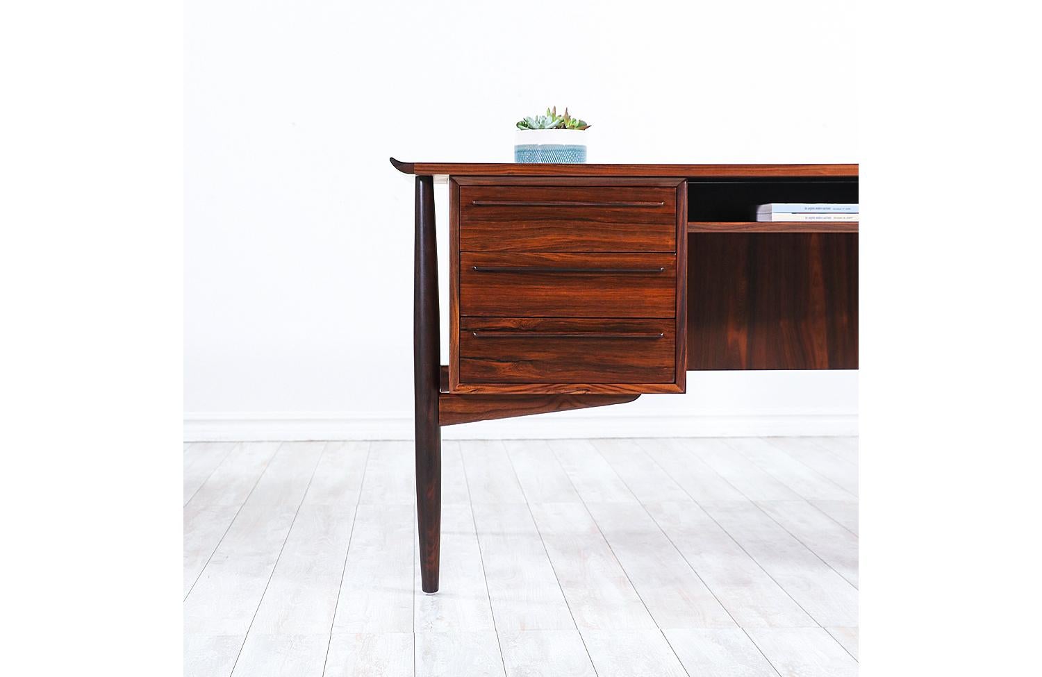 Svend A. Madsen Executive Rosewood Desk with Bookcase for H.P. Hansen 2