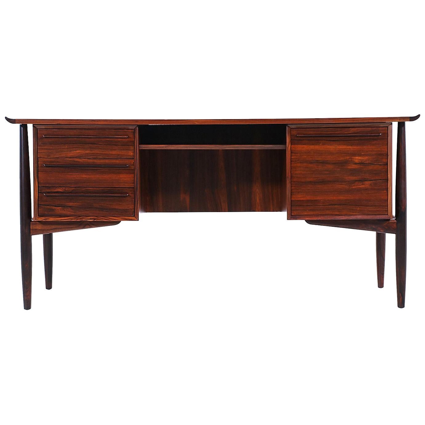 Svend A. Madsen Executive Rosewood Desk with Bookcase for H.P. Hansen