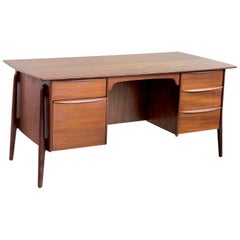 Vintage Svend A. Madsen Executive Teak Desk, Sigurd Hansen, Denmark, 1950