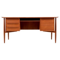 Svend A. Madsen Executive Teak Desk with Bookcase for H.P. Hansen