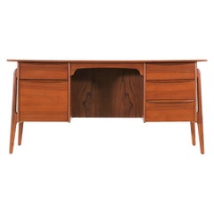 Svend a. Madsen Executive Teak Desk with Bookcase for Sigurd Hansen