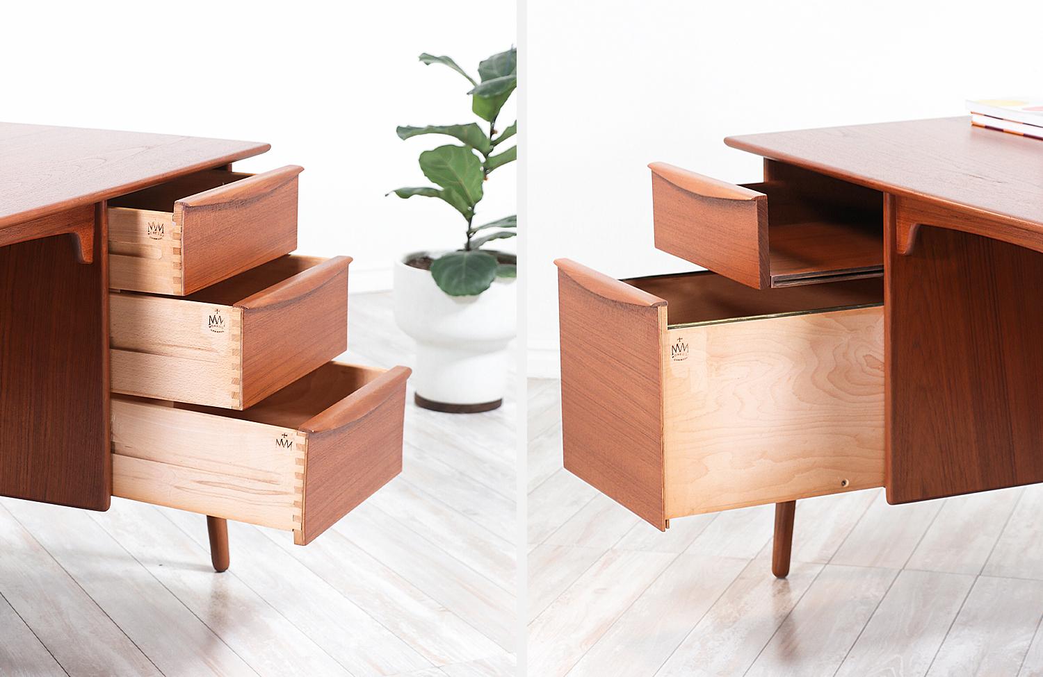 Svend A. Madsen Executive Teak Desk with Bookshelf for Sigurd Hansen 3