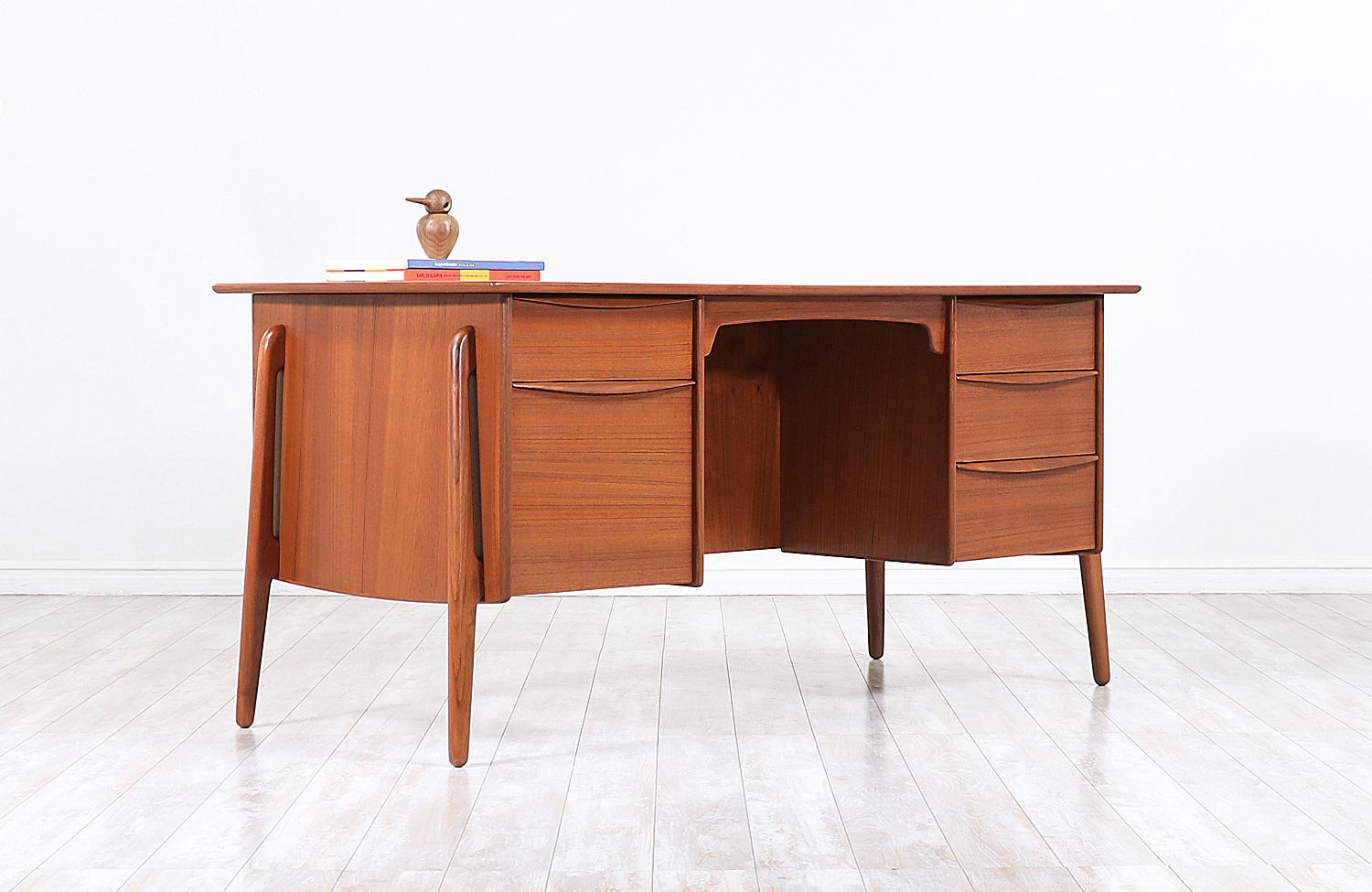 Danish Svend A. Madsen Executive Teak Desk with Bookshelf for Sigurd Hansen