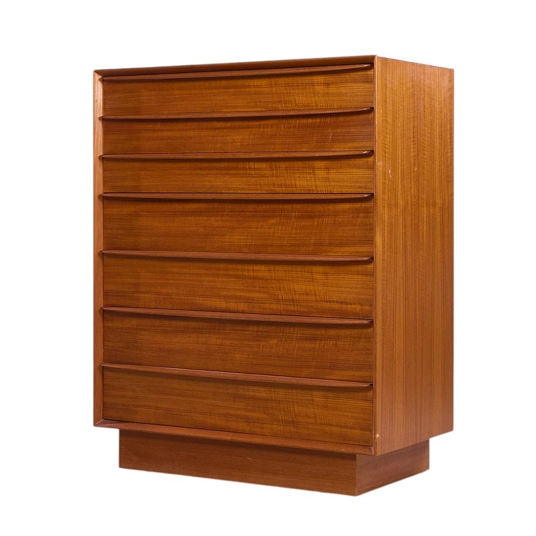 Mid-Century Modern Svend A. Madsen for Falster Mid Century Danish Teak Highboy Dresser For Sale