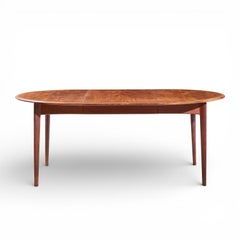 Svend A. Madsen Mid Century Danish Teak Round Dining Table with 1 Leaf