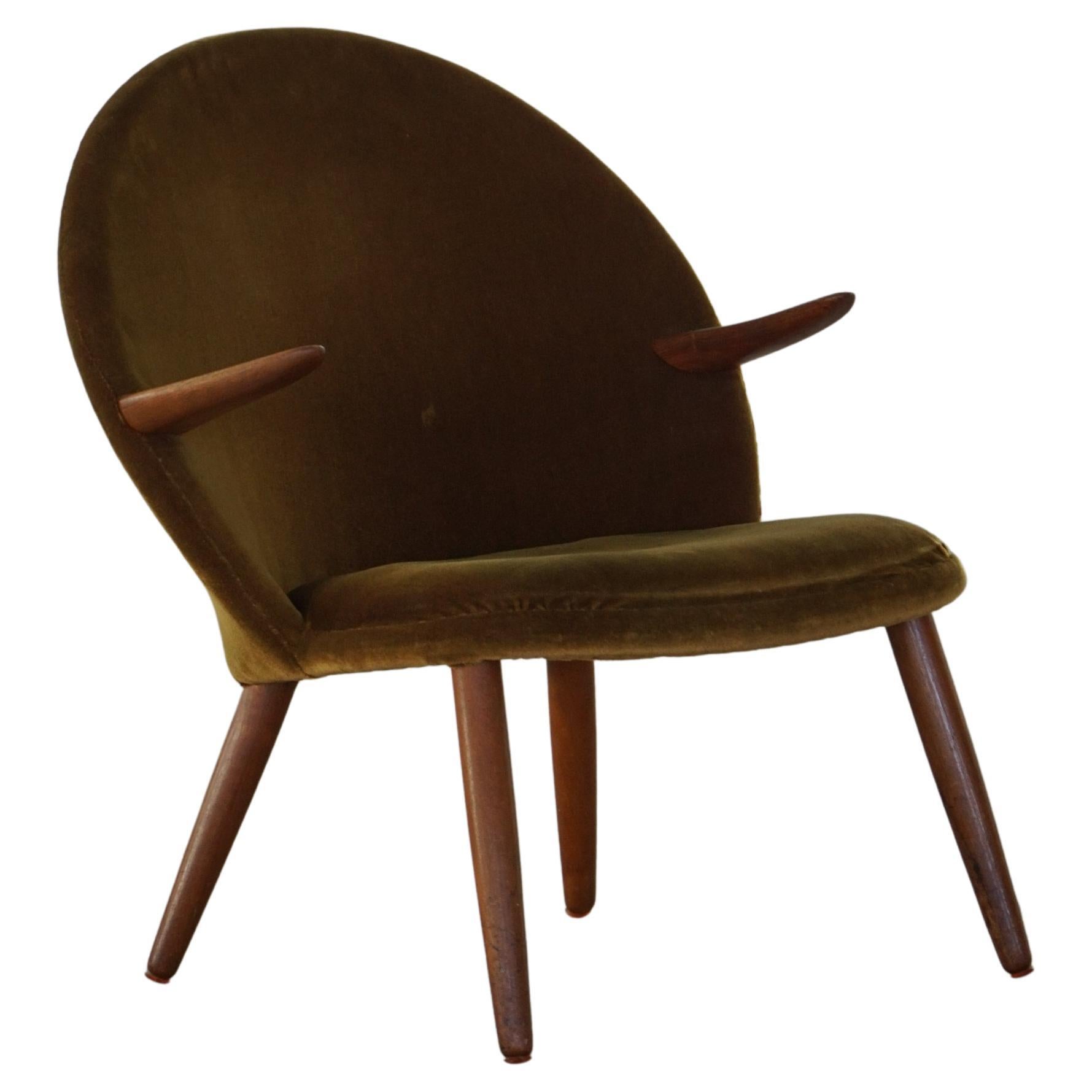 Svend Aage Eriksen, Chaise "Penguin" en teck et velours, Modernité du milieu du siècle dernier, années 1960 en vente