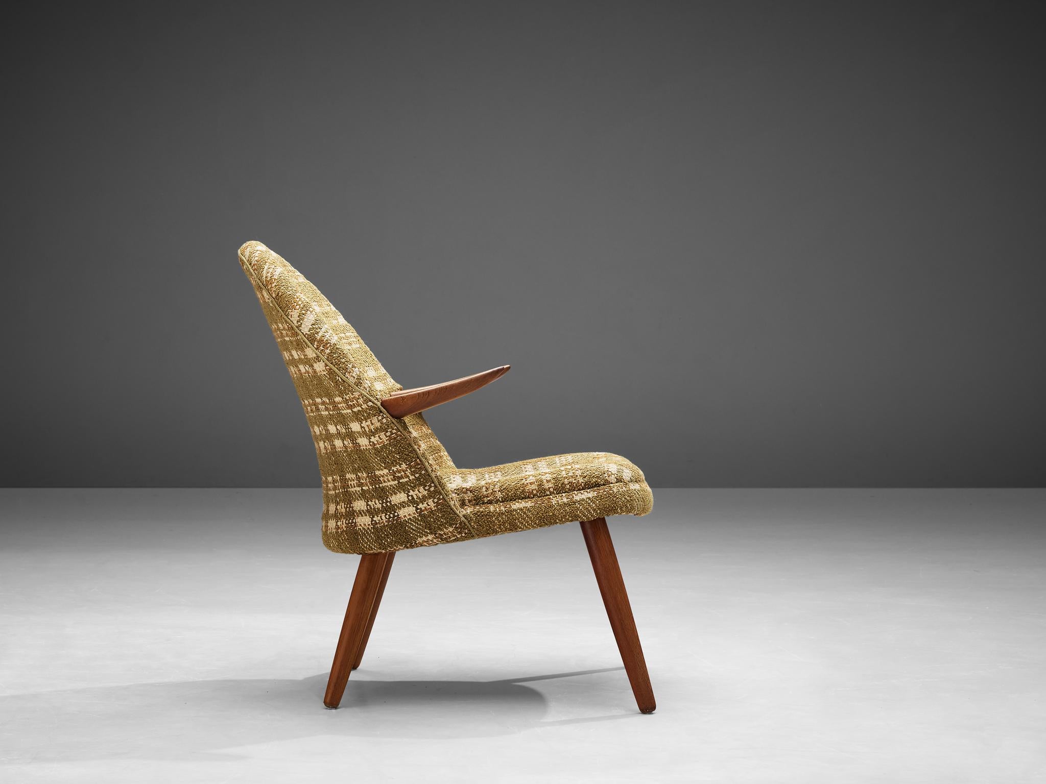 Danish Svend Aage Eriksen ‘Penguin’ Easy Chair in Teak and Checkered Upholstery